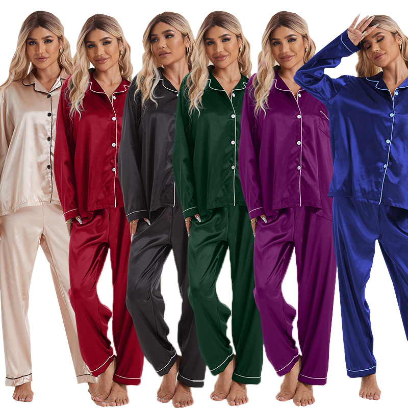 Set pajama satin yang disesuaikan untuk lelaki dan wanita