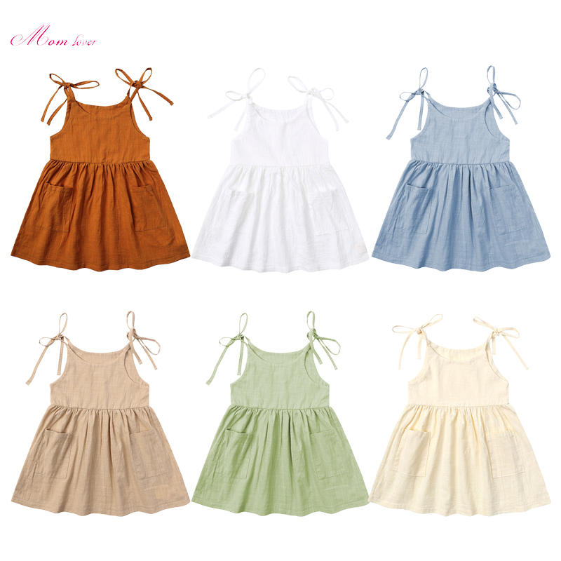 Pakaian pepejal gadis tanpa lengan pakaian mini musim panas sundress