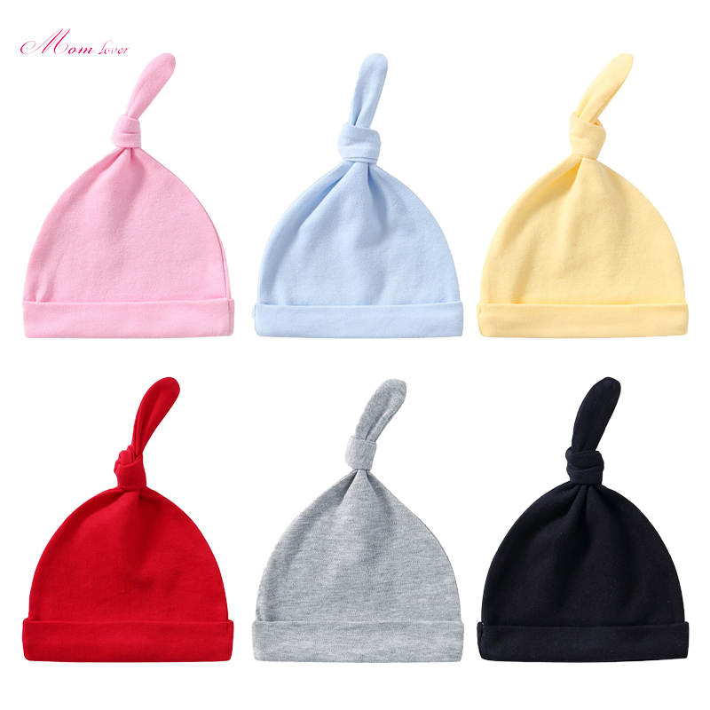 Topi rajutan kapas warna pepejal bayi