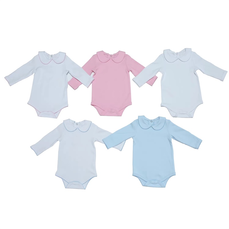 Pakaian bayi custom picot trim baby onesie