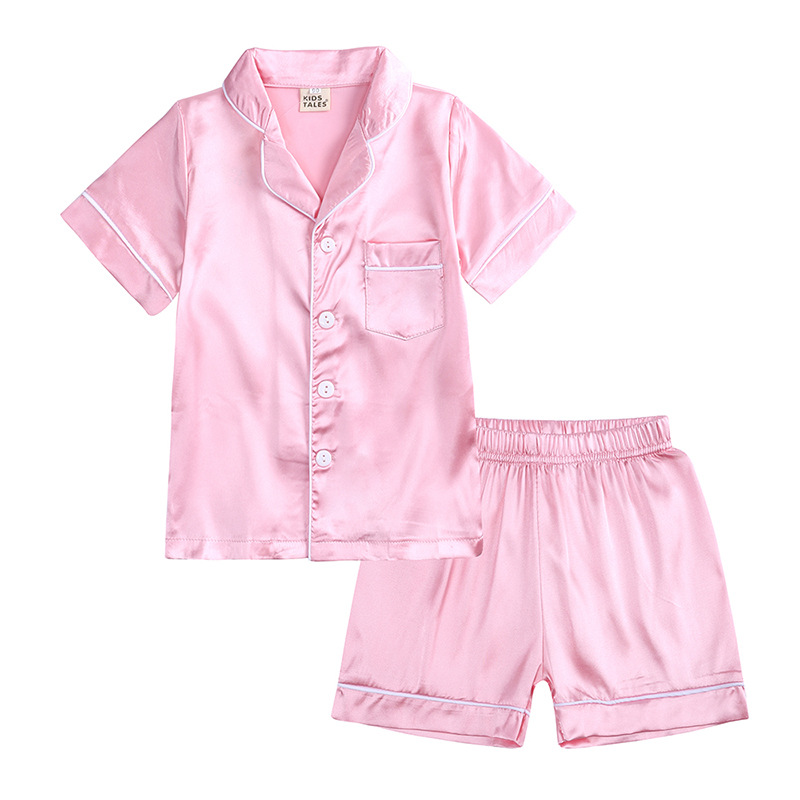 Set Piyama Lengan Pendek & Seluar pendek Satin Satin Kanin